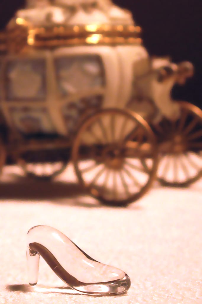 glass slipper near carriage