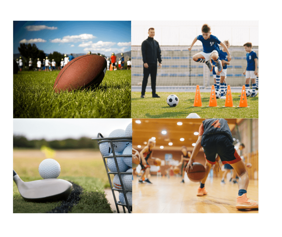 football soccer golf basketball collage