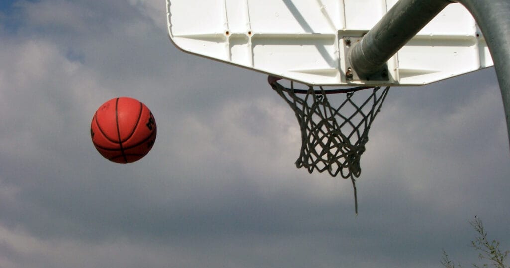 basketball shot toward goal