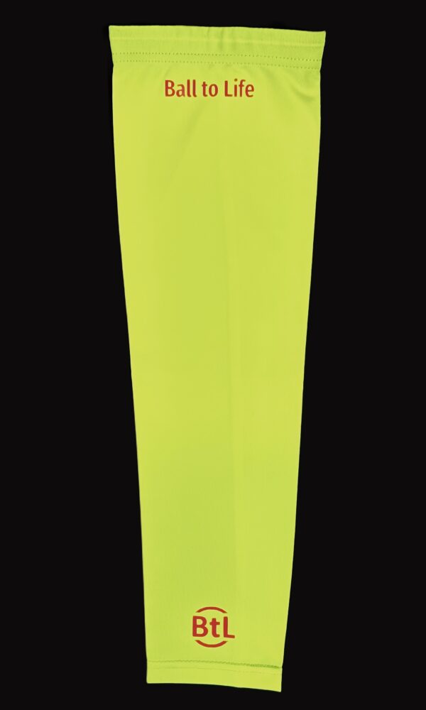 Fluorescent Green Ball to Life Arm Sleeve red letter