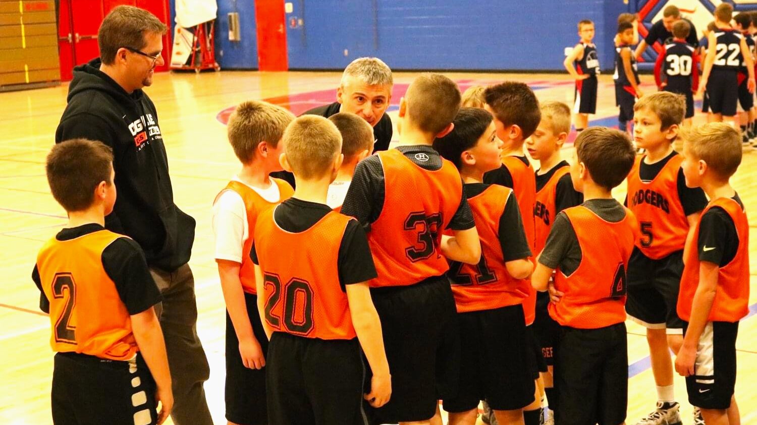 Nate 3rd grade bball 1 - Ball to Life Sports Coach and players during basketball game