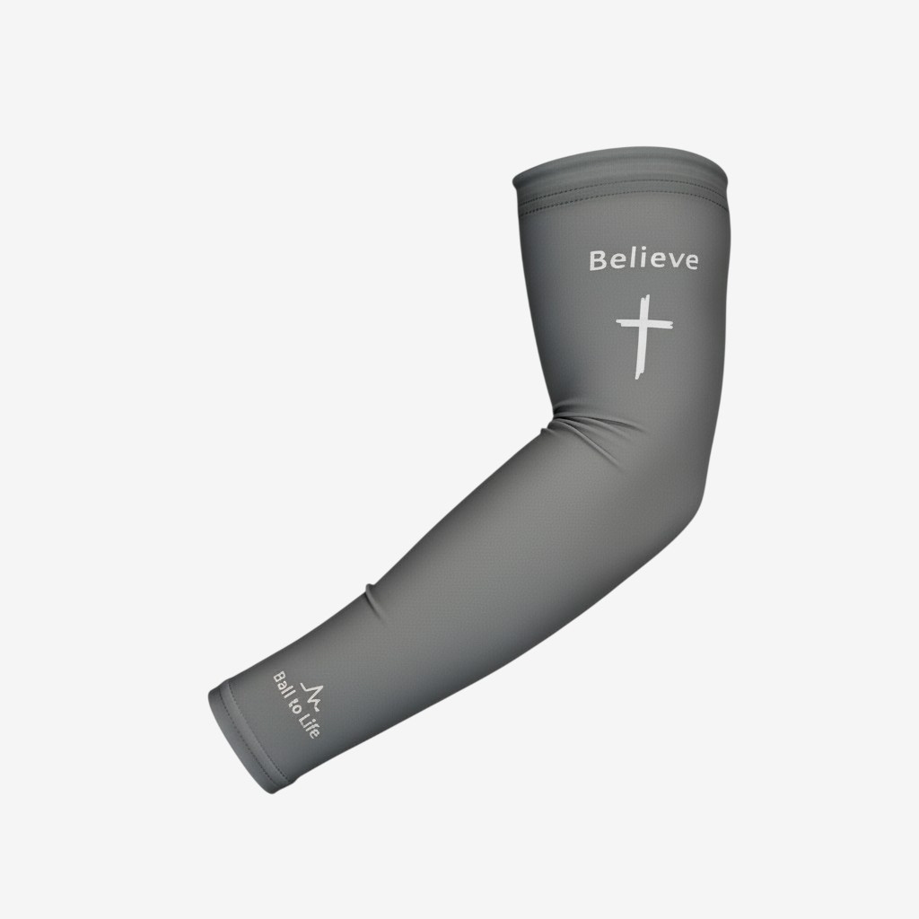 Gray Believe Arm Compression Sleeve