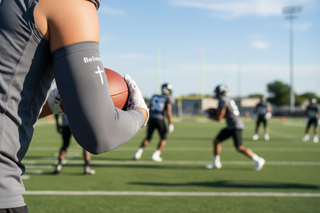 Gray Believe Arm Compression Sleeve