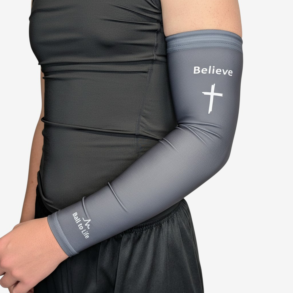 Gray Believe Arm Compression Sleeve