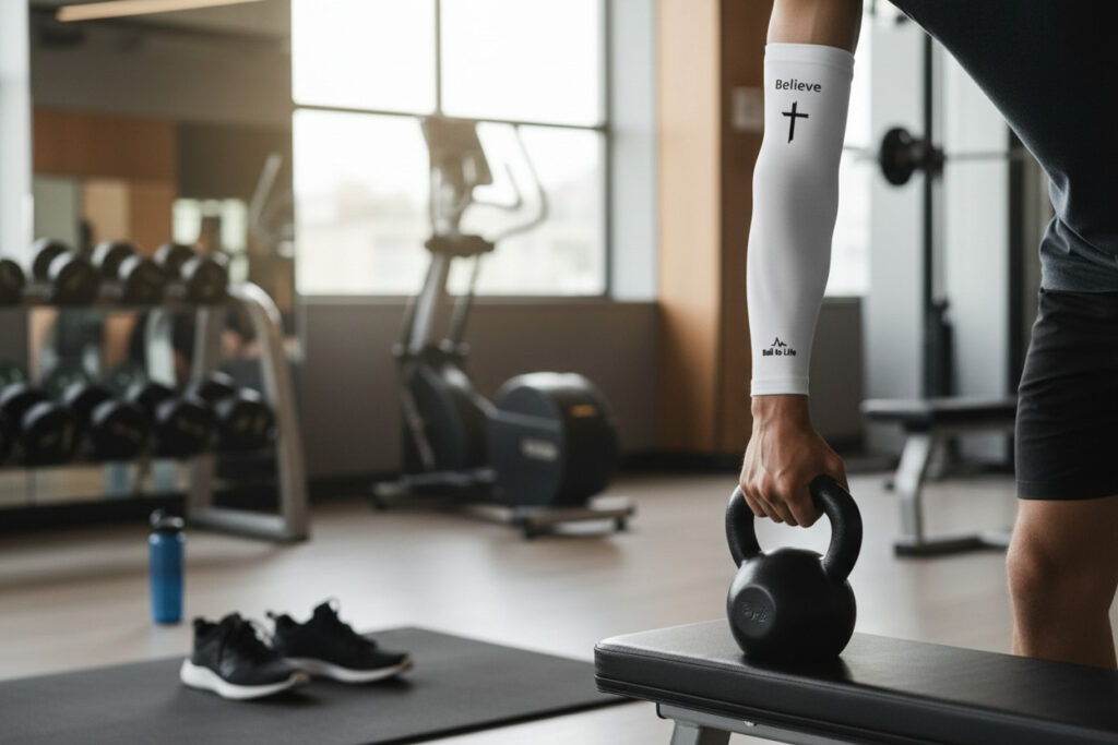 White Believe Arm Compression Sleeve