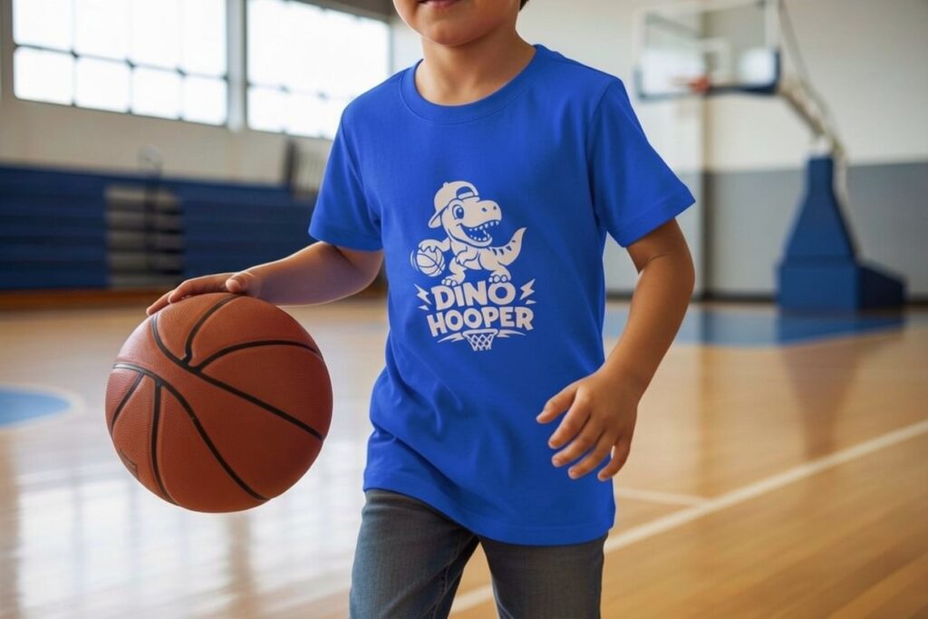 Blue Dino hooper shirt for kids