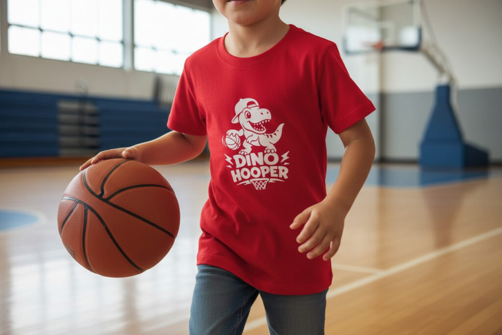 Red Dino hooper shirt for kids